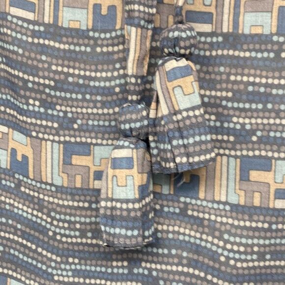 Calypso St Barth Ruffle Neck Popover Blouse Tie Neck  Mint / Beige Small‎ - Picture 6 of 15